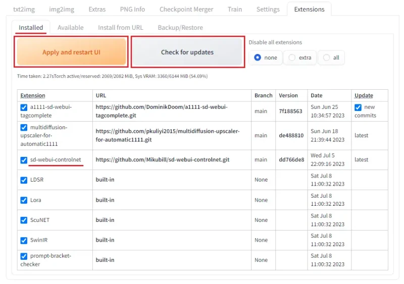 ControlNet for Stable Diffusion WebUI インストール2